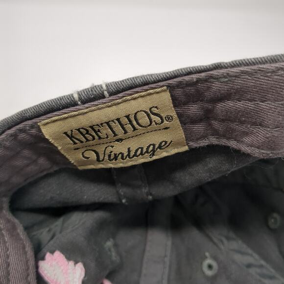 Hey Y'all! Flower Strapback Baseball Cap Gray OS Adjustable Kb Ethos Vintage - Picture 9 of 10